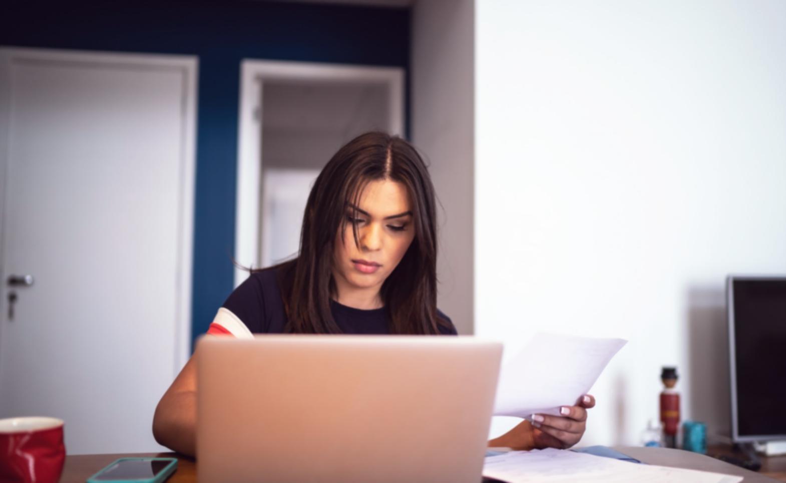 Student analyzing investment data